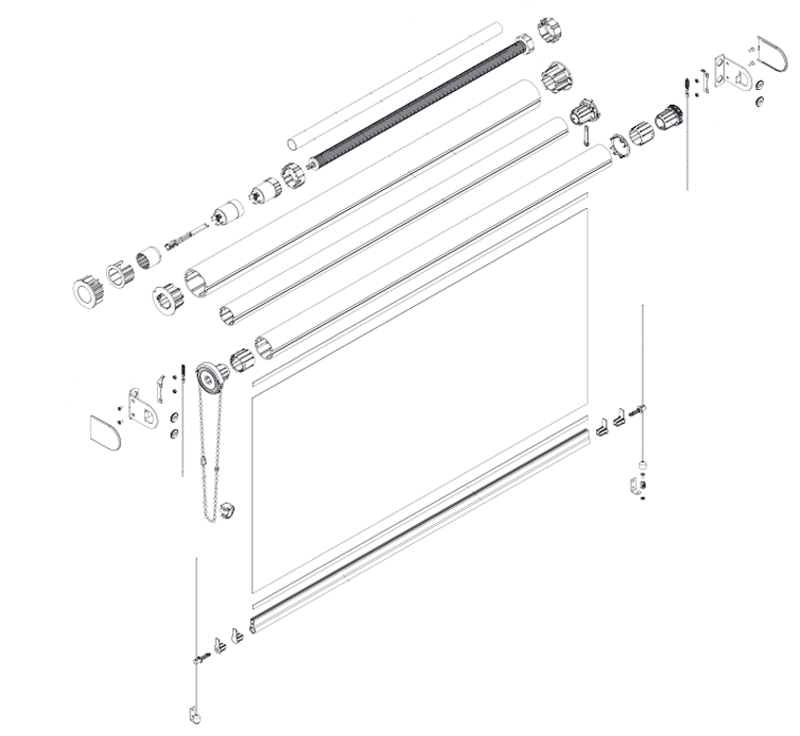 Rullegardin LUX split tegning Rullegardin LUX split tegning