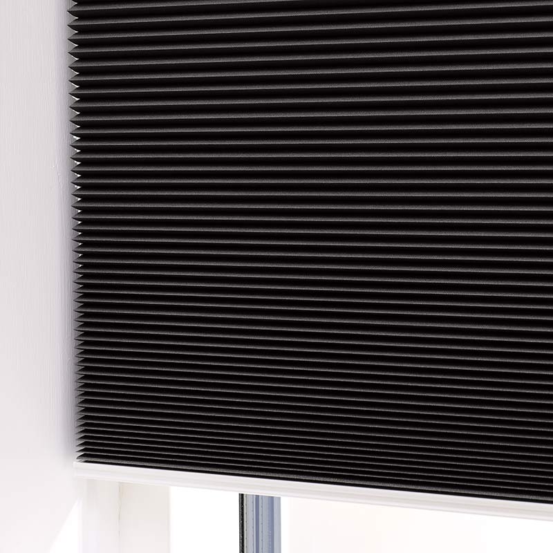 Astrid plisségardin easylift m/greb Sort - Dobbeltlag