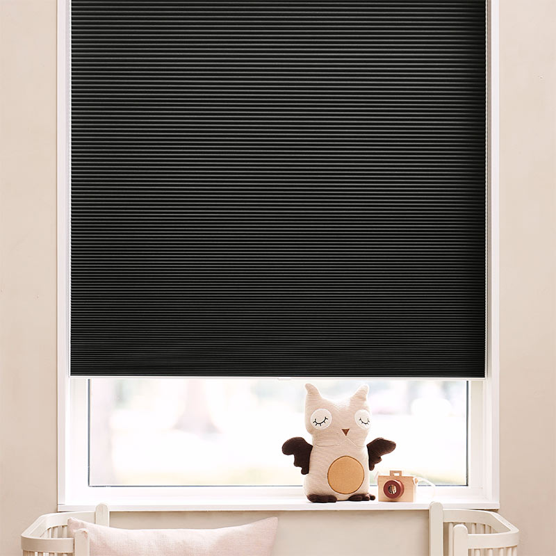 Astrid plisségardin easylift m/greb Sort - Enkeltlag